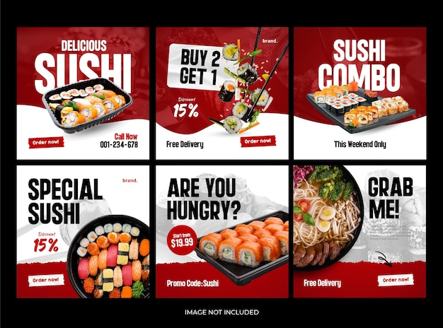 Plantilla de publicación de redes sociales de sushi