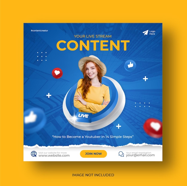 Plantilla de publicación en redes sociales del taller de transmisión en vivo