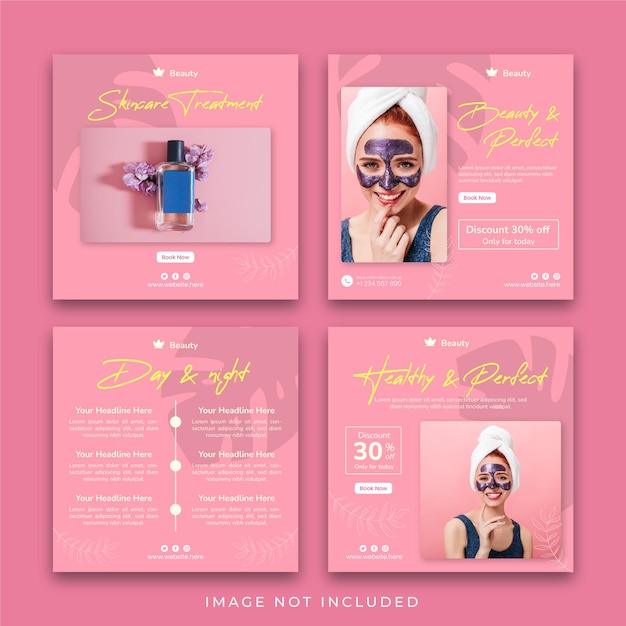 Plantilla de publicación de redes sociales de tratamiento de belleza para el cuidado de la piel