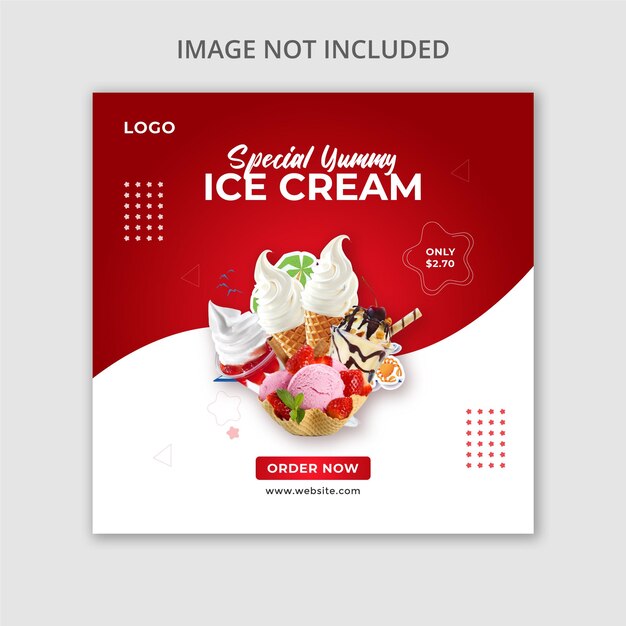 Plantilla de publicación de redes sociales de venta de helados