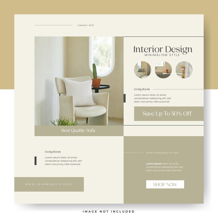 Vector plantilla de publicación de redes sociales de venta de muebles de diseño minimalista