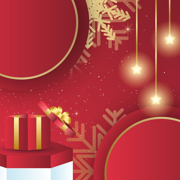 Plantilla de publicación de redes sociales de venta de Navidad con espacio para texto o foto de producto. Vector de diseño plano. Utilizable para anuncios de redes sociales, banners y web en Internet