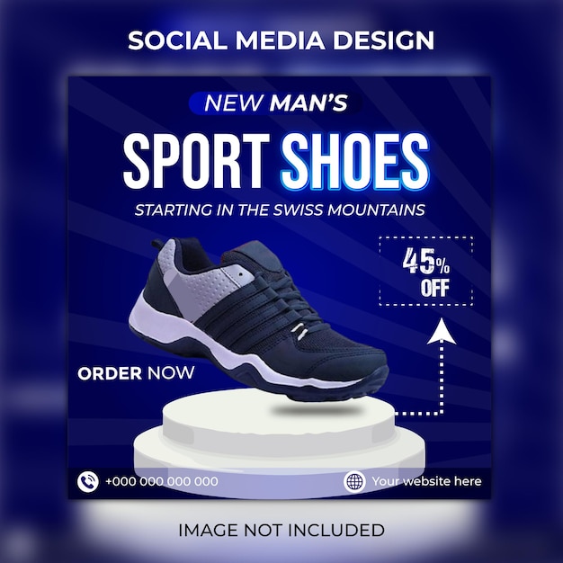 Plantilla de publicación de redes sociales de venta de zapatos Vector Premium
