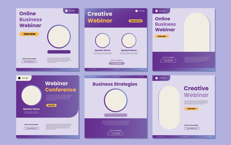 Vector plantilla de publicación de redes sociales para webinarios de marketing de negocios