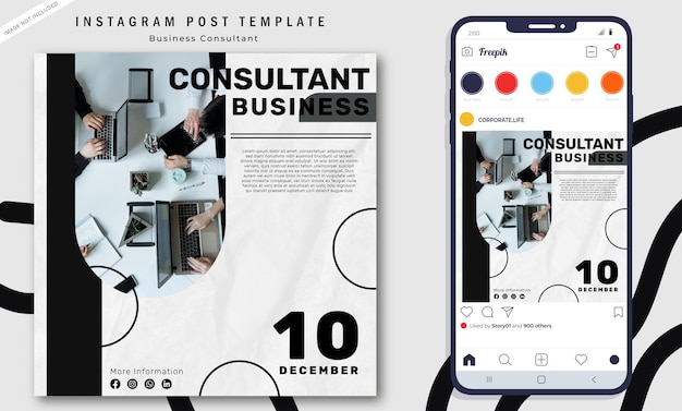 plantilla de publicación vectorial de Instagram para consultor de negocios