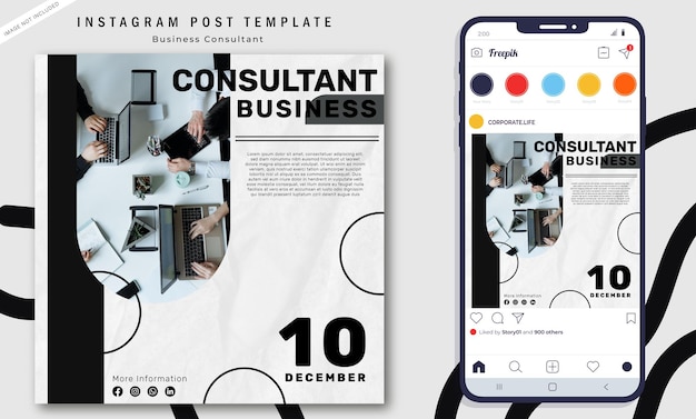 Vector plantilla de publicación vectorial de instagram para consultor de negocios