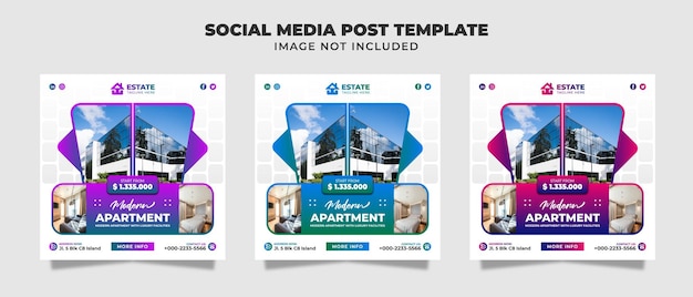 Plantilla de publicación, volante y banner de instagram para redes sociales de apartamentos modernos para promoción
