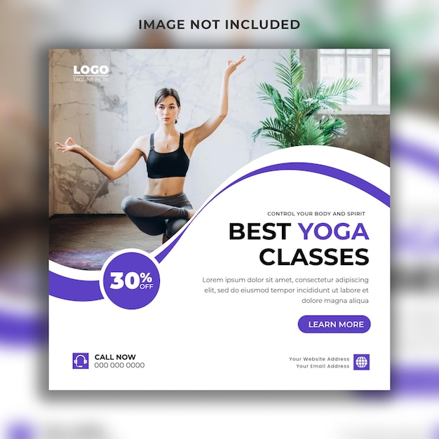 Vector plantilla de publicación de yoga en las redes sociales o banner web