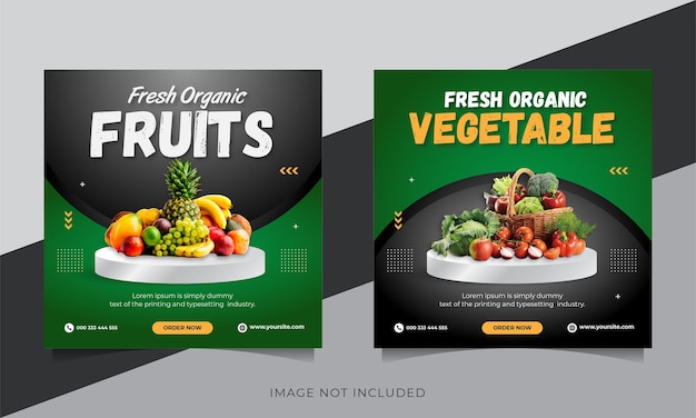 Vector plantilla de publicaciones de instagram del año de frutas y verduras