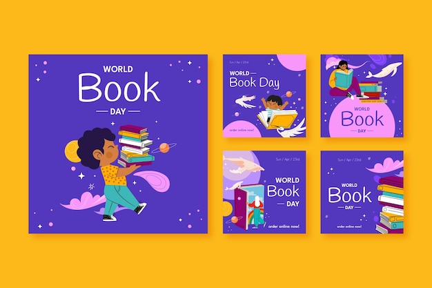 Plantilla de publicaciones de instagram del día mundial del libro