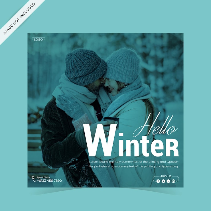 Vector plantilla de publicaciones de instagram de invierno en acuarela