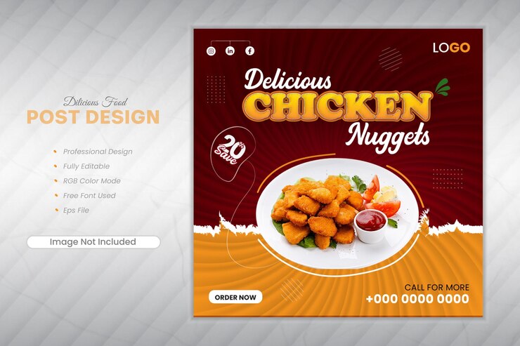 La plantilla de publicaciones de redes sociales de comida deliciosa Premium