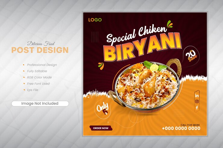 La plantilla de publicaciones de redes sociales de comida deliciosa Premium