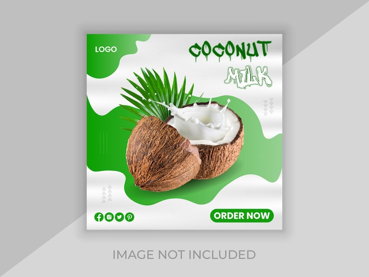 Plantilla de publicidad de leche de coco