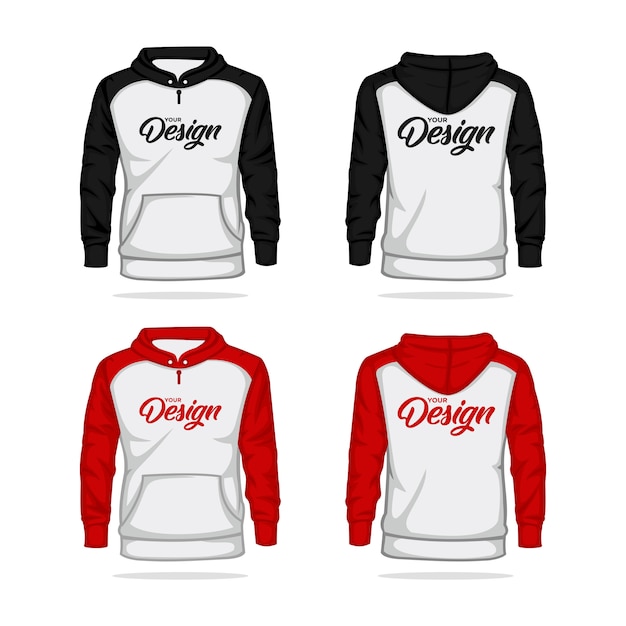 Vector plantilla raglan con capucha