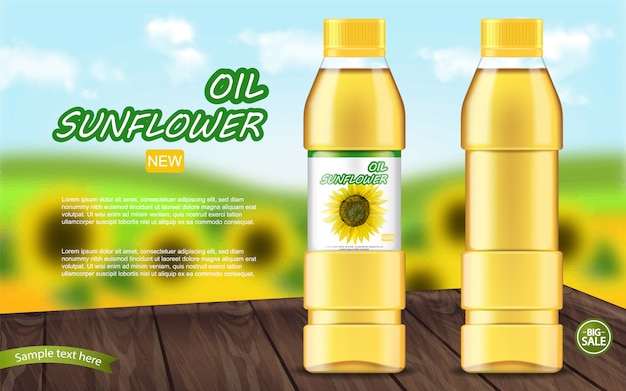 Plantilla realista de aceite de girasol