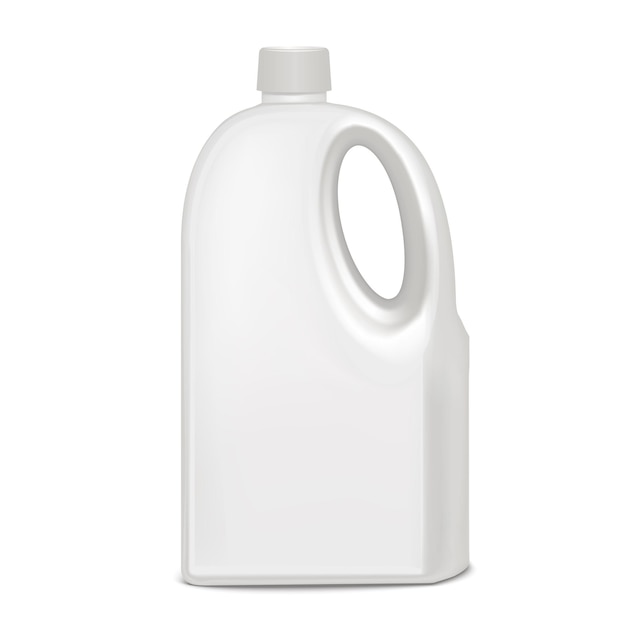 Plantilla realista botella de plástico blanco en blanco maqueta vacía para detergente, líquido