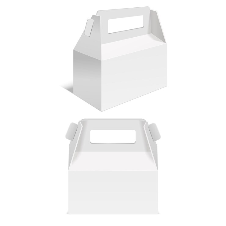 Vector plantilla realista caja plegable de papel blanco en blanco.