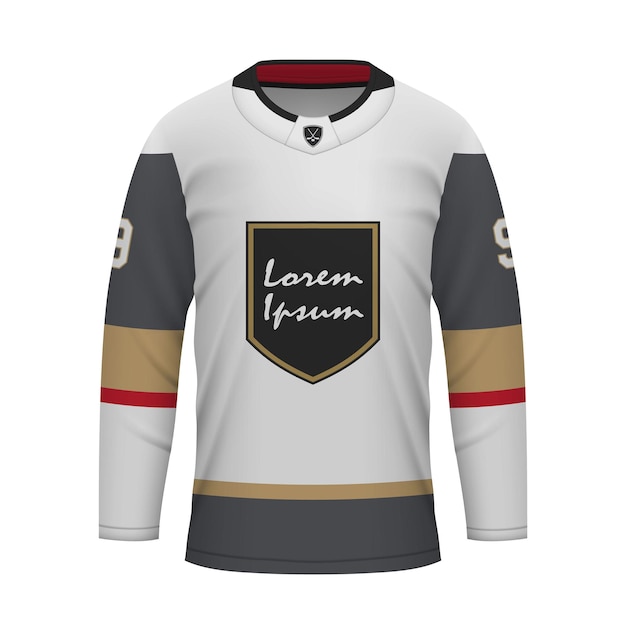 Plantilla realista de camiseta de las vegas de jersey de visitante de hockey sobre hielo