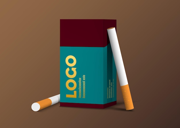 Vector la plantilla realista del paquete de cigarrillos azul en blanco se puede usar para el diseño comercial