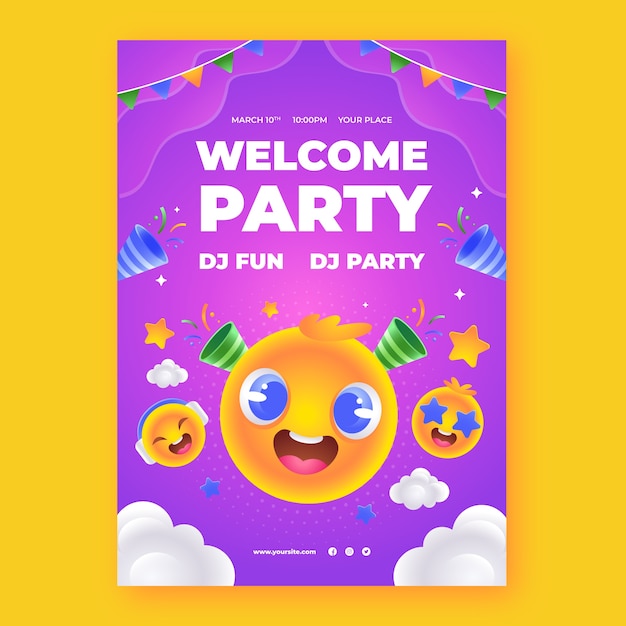 Plantilla realista de póster de fiesta de bienvenida
