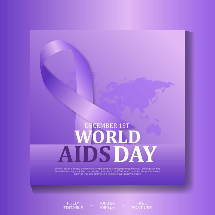 Plantilla realista de publicación en redes sociales del Día Mundial del SIDA