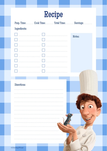 Plantilla de receta de ratatouille que se puede imprimir