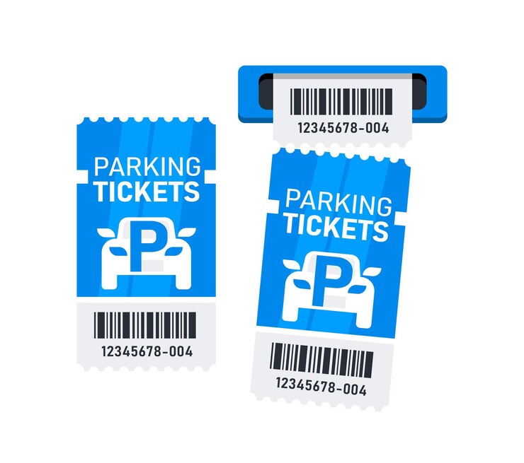 Vector plantilla de recibo de billete de estacionamiento de automóvil recibo en papel de la ranura de la máquina de billetes zona de estacionamiento pago