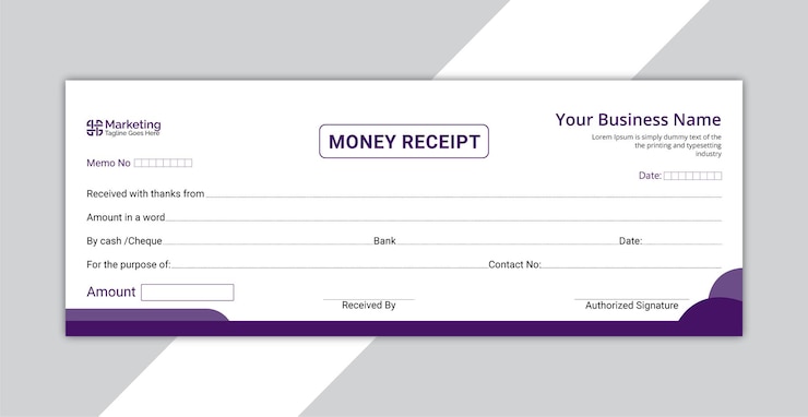 Vector plantilla de recibo de dinero con diseño realista