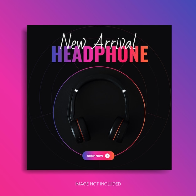 Vector plantilla de redes sociales de auriculares negros nueva publicación de instagram diseño de promoción de banner web anuncio de facebook