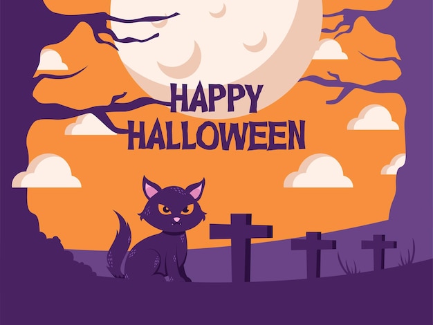 plantilla de redes sociales de banner de fondo plano de halloween