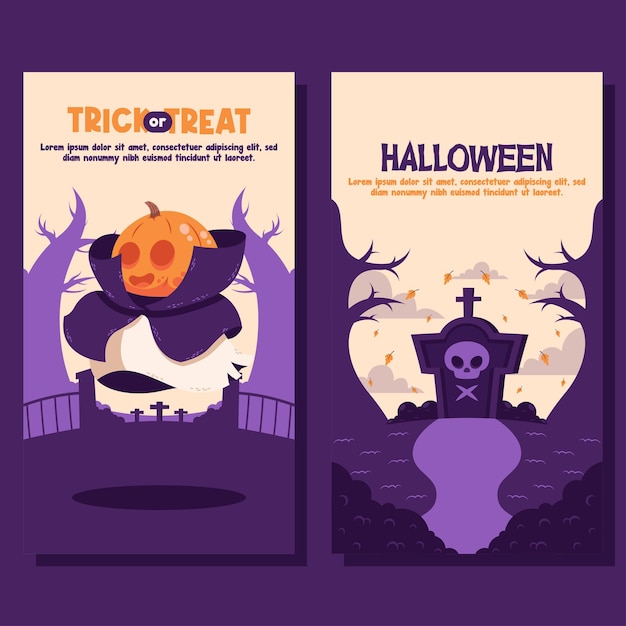plantilla de redes sociales de banner de fondo plano de halloween