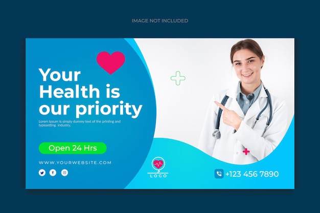 Plantilla de redes sociales de banner web de atención médica y dental