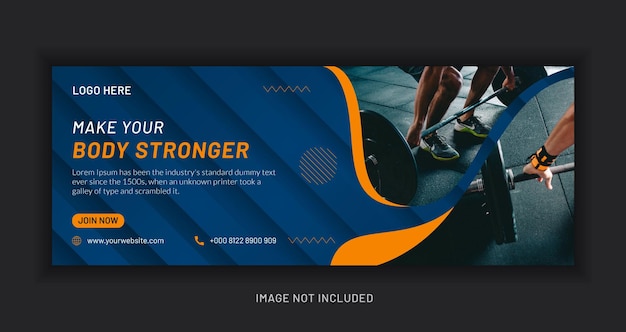 Vector plantilla de redes sociales para banner web de fitness o gimnasio