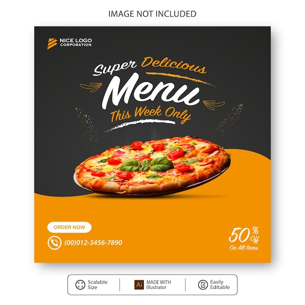 Plantilla de redes sociales de comida de pizza