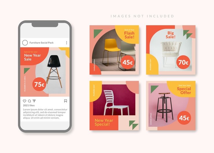 Plantilla de redes sociales cuadrada limpia y simple de muebles