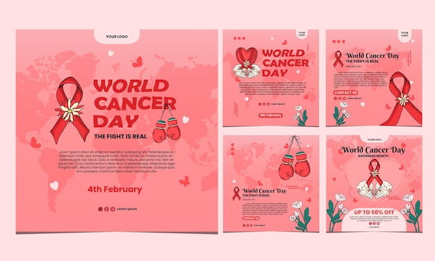 Vector plantilla de las redes sociales del día mundial del cáncer.