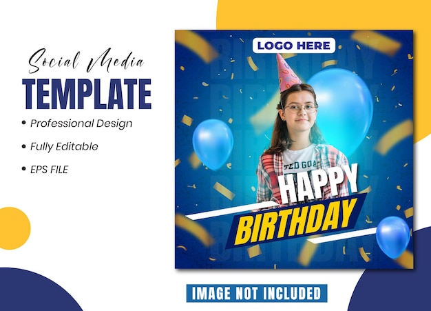 Plantilla de redes sociales de feliz cumpleaños