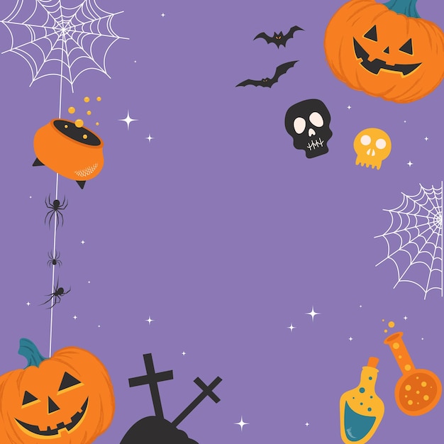 Plantilla de redes sociales de Halloween de Square Tarjeta de felicitación e invitación para una fiesta espeluznante