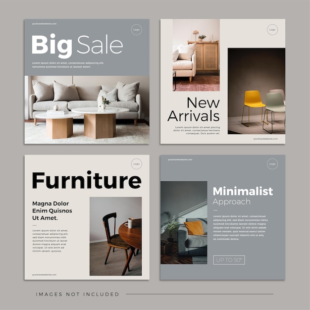 Plantilla de redes sociales para interiores o muebles modernos y limpios