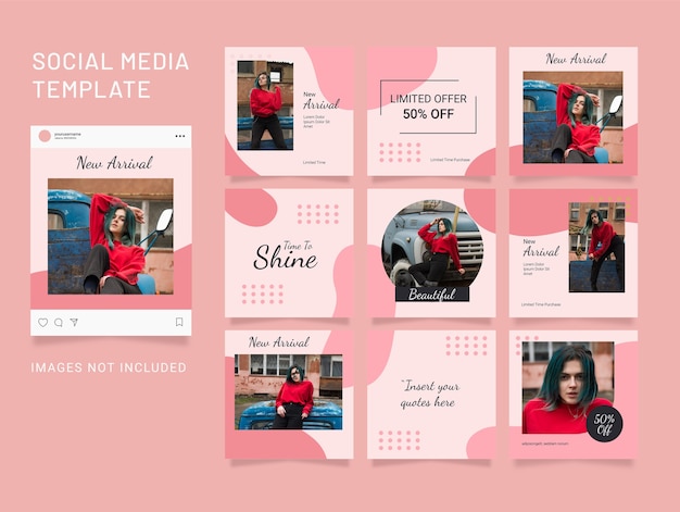 Vector plantilla de redes sociales moda mujer puzzle post