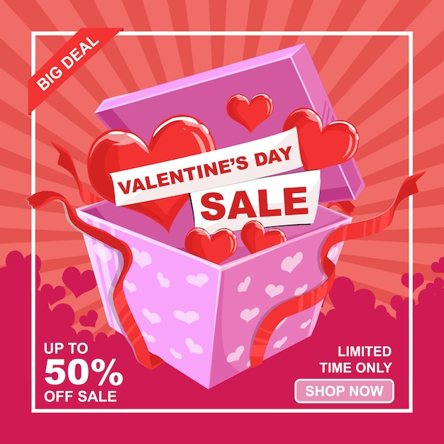 Vector plantilla de redes sociales de promoción de venta de san valentín