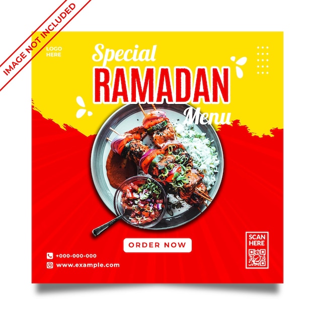 Plantilla de redes sociales de publicación de instagram de menú especial de ramadán