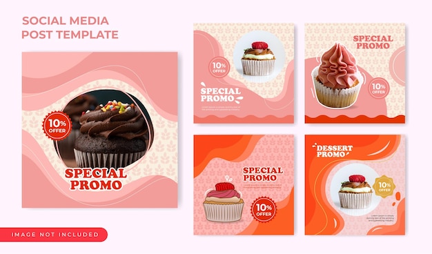 Plantilla de redes sociales rosa dulce de cupcake