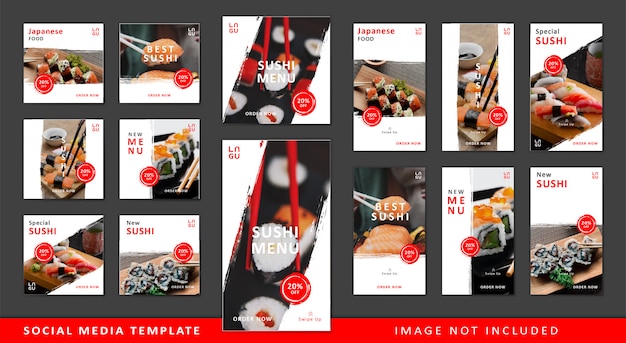 Plantilla de redes sociales de sushi