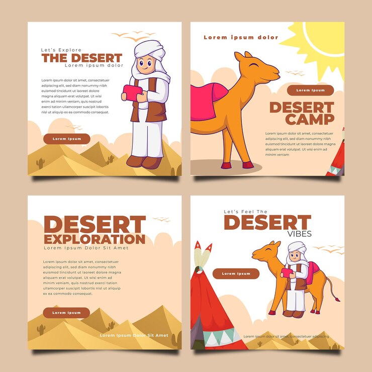 Una plantilla de redes sociales con tema del desierto