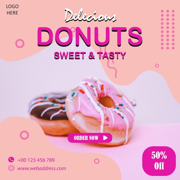 plantilla de redes sociales con un tema de pastel