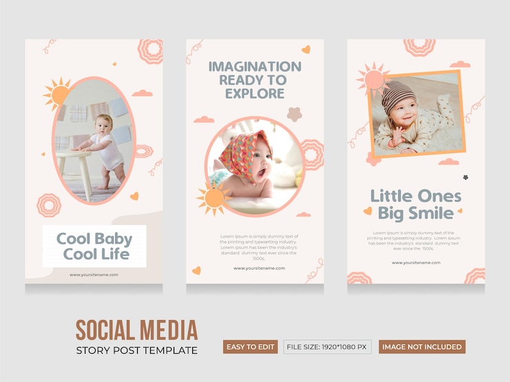 Vector la plantilla de redes sociales de la tienda de bebés editable super sale ofrece banners y historias para publicaciones de instagram