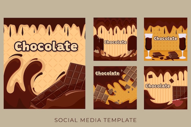 Plantilla de redes sociales de tienda de chocolate vector gratuito