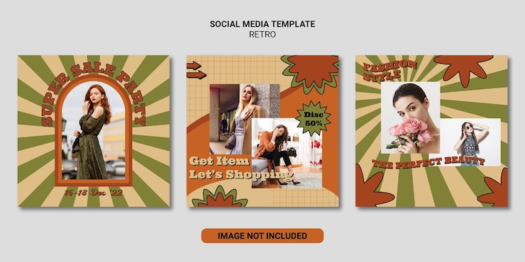 Vector plantilla de redes sociales de venta retro